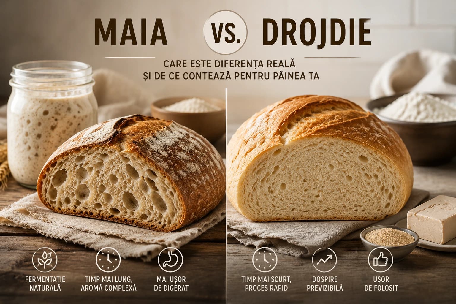 Maia vs. Drojdie: Care Este Diferența Reală și De Ce Contează pentru Pâinea Ta